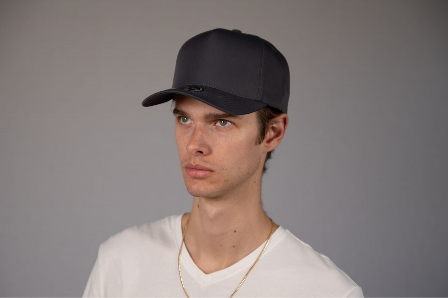 5-Panel Snapback (Curved Bill) — Dark Grey — Dozen Pack