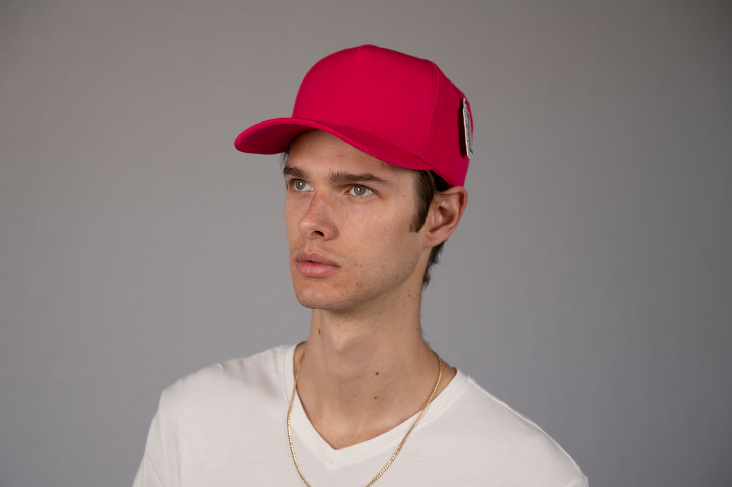 5-Panel Snapback (Curved Bill) — Hot Pink — Dozen Pack