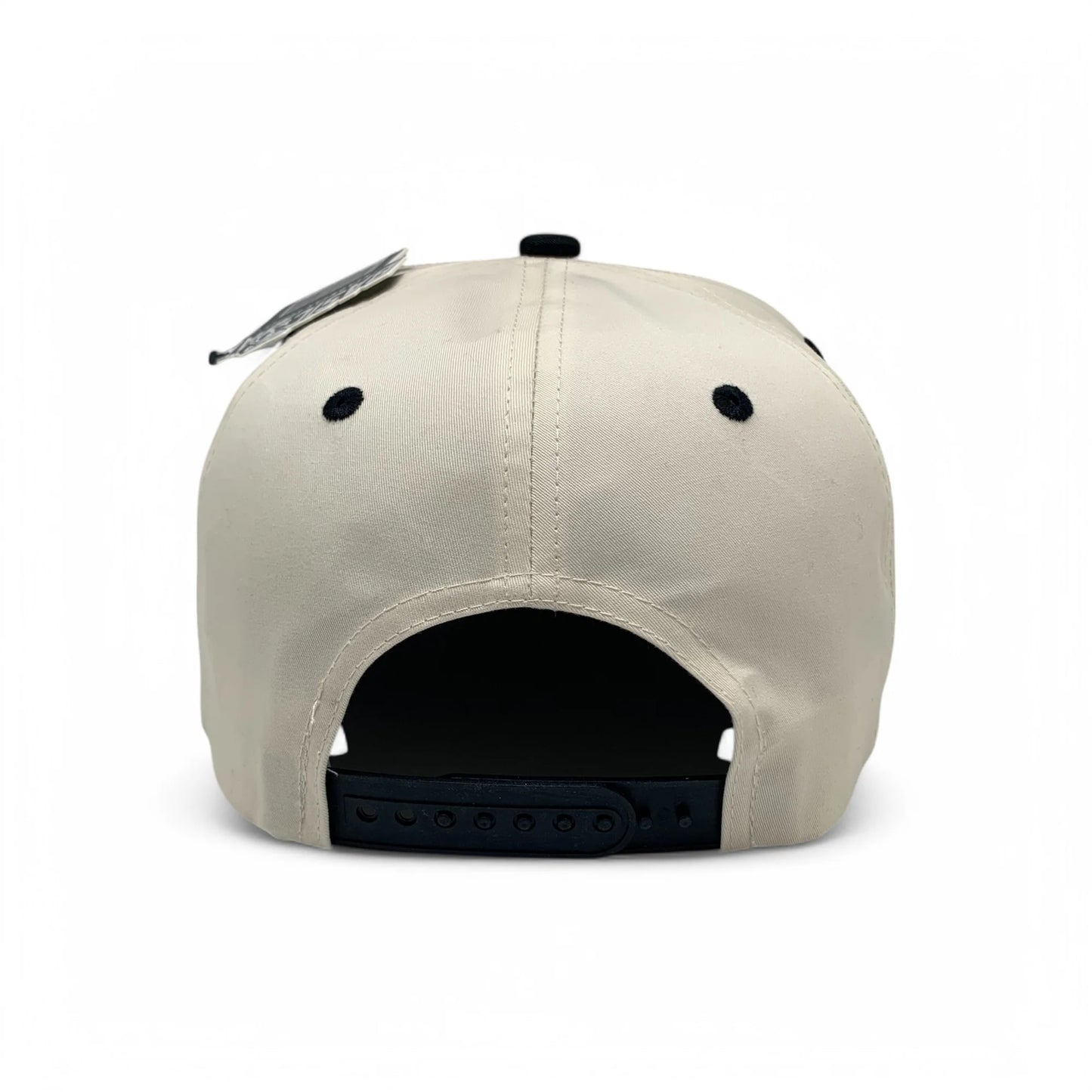 5-Panel Snapback (Curved Bill) — Natural / Black Bill — Dozen Pack