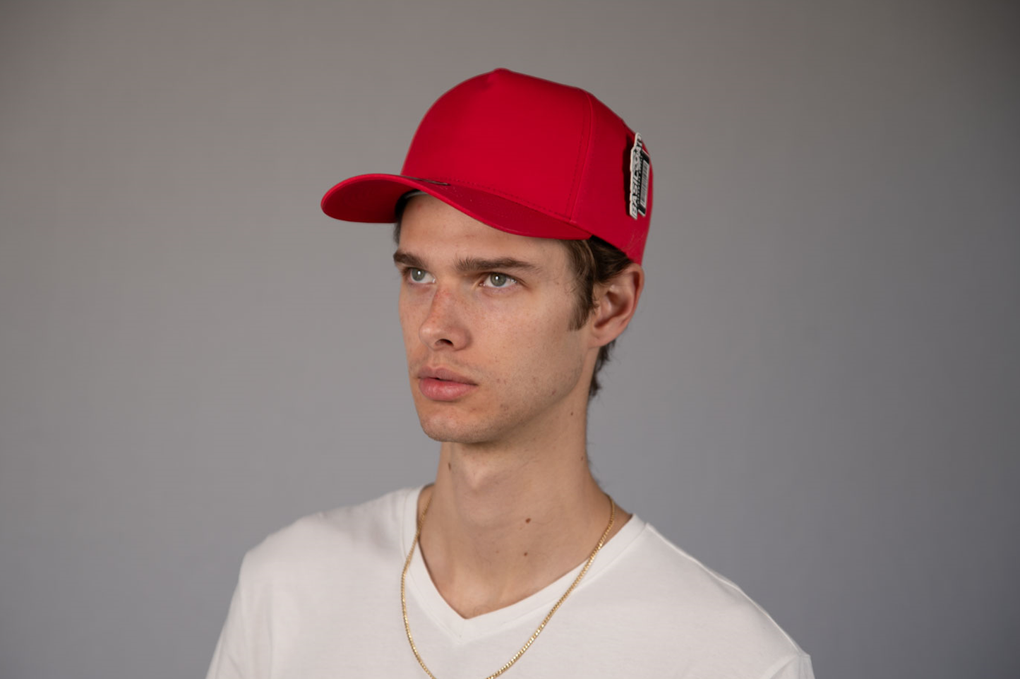 5-Panel Snapback (Curved Bill) — Red — Dozen Pack