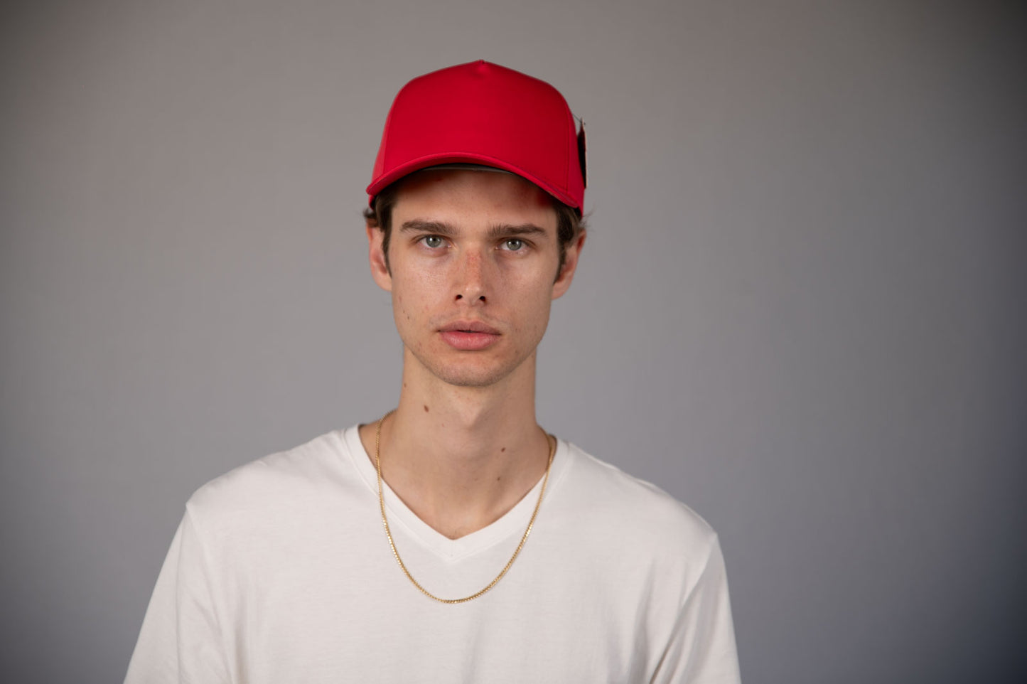 5-Panel Snapback (Curved Bill) — Red — Dozen Pack