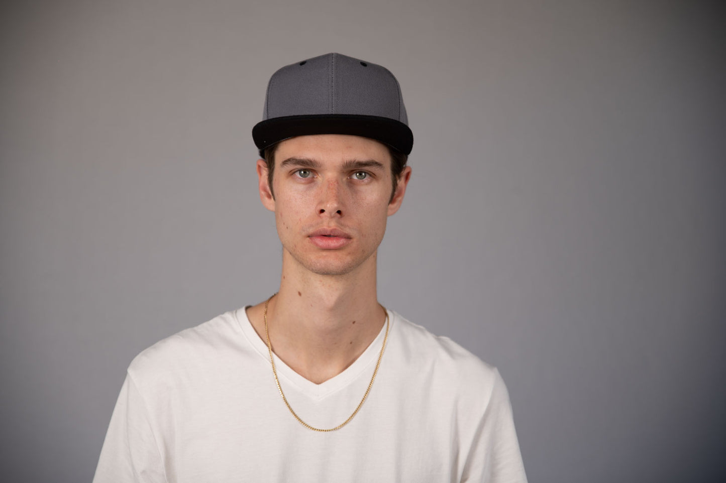 6-Panel Snapback (Flat Bill) — Dark Grey / Black Bill — Dozen Pack