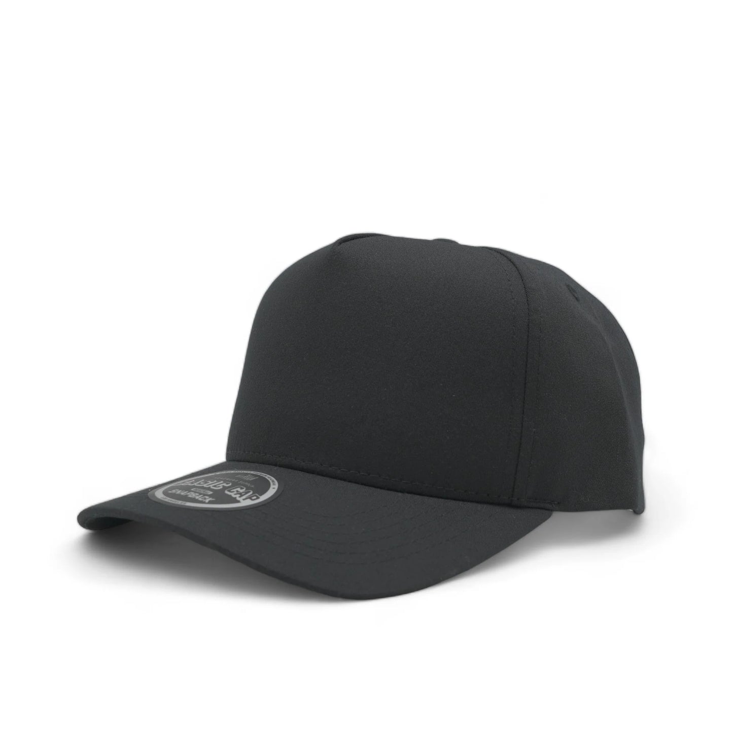 5-Panel Snapback (Curved Bill) — Black — Dozen Pack