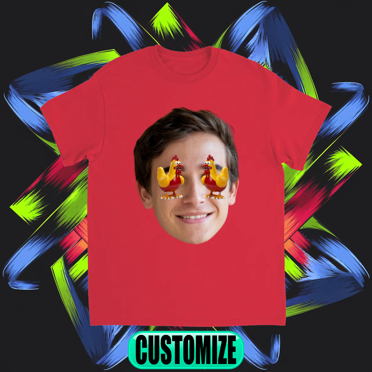 FACE T-SHIRT W/ TOY CHICKEN EYES