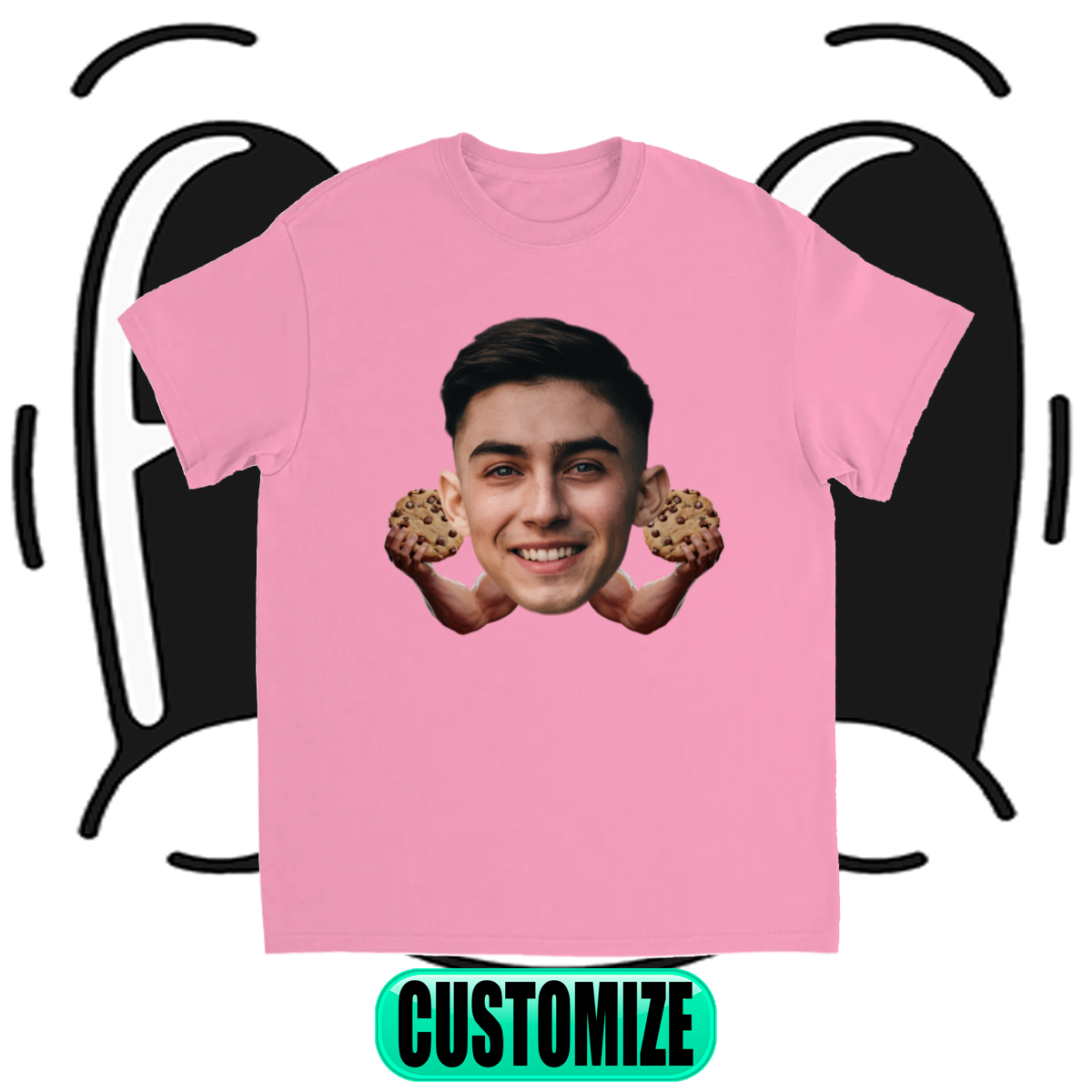 CUSTOM FACE W/ ARMS T-SHIRT (COOKIES)