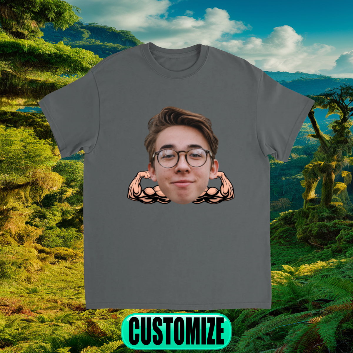 CUSTOM FACE W/ ARMS T-SHIRT (FLEXING)