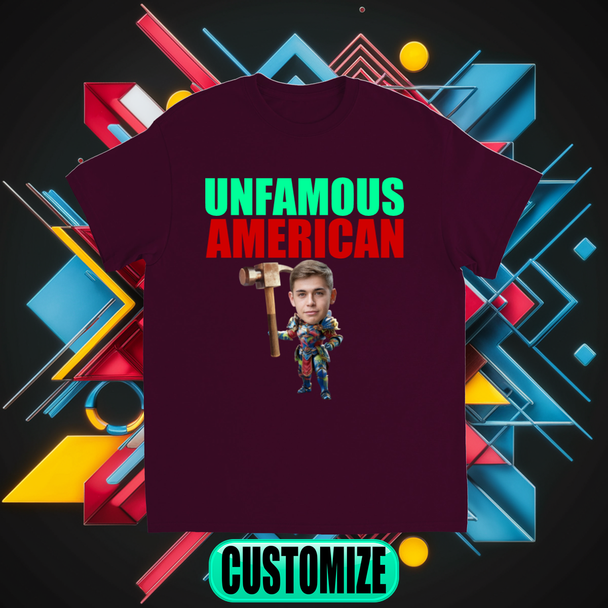CUSTOM FIGHTING CHARACTER T-SHIRT KNIGHT W/ HAMMER (UNFAMOUS)
