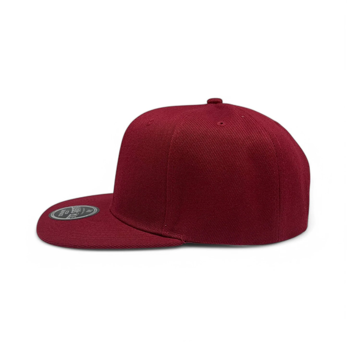 6-Panel Snapback (Flat Bill) — Solid Maroon — Dozen Pack