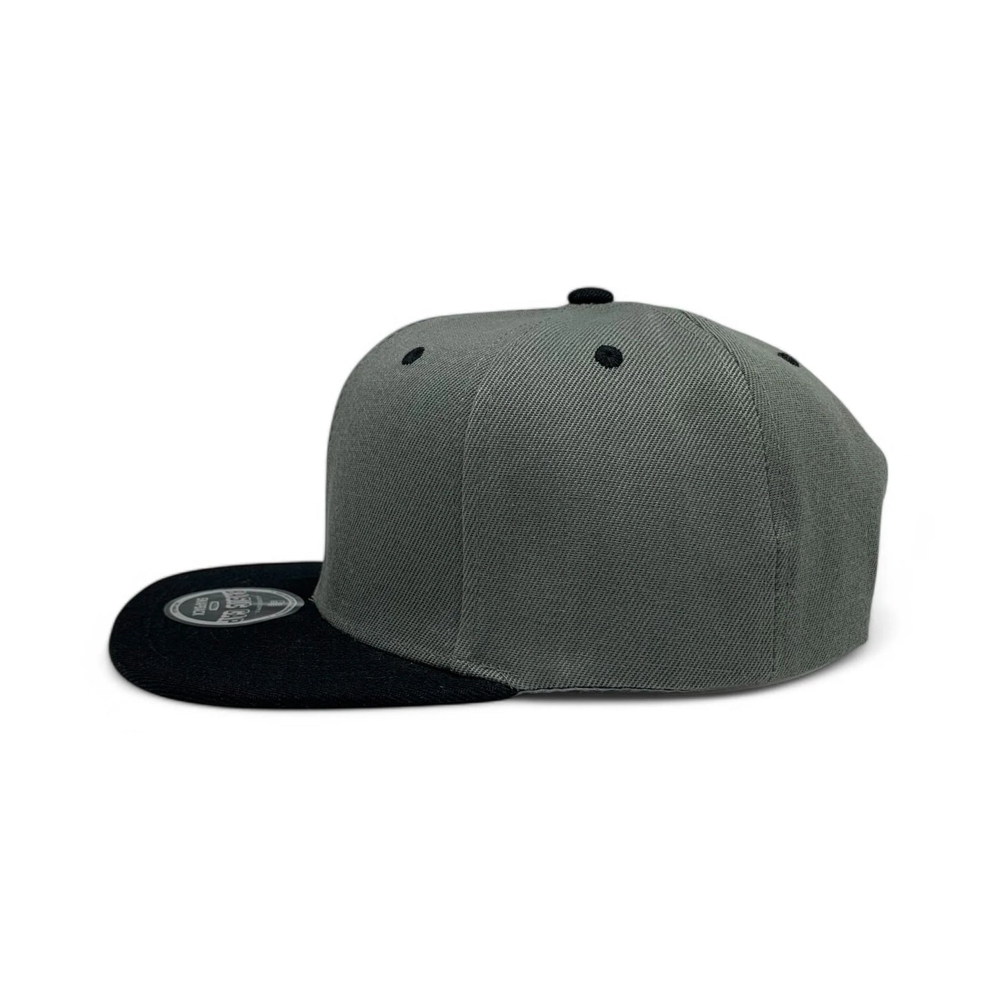 6-Panel Snapback (Flat Bill) — Dark Grey / Black Bill — Dozen Pack