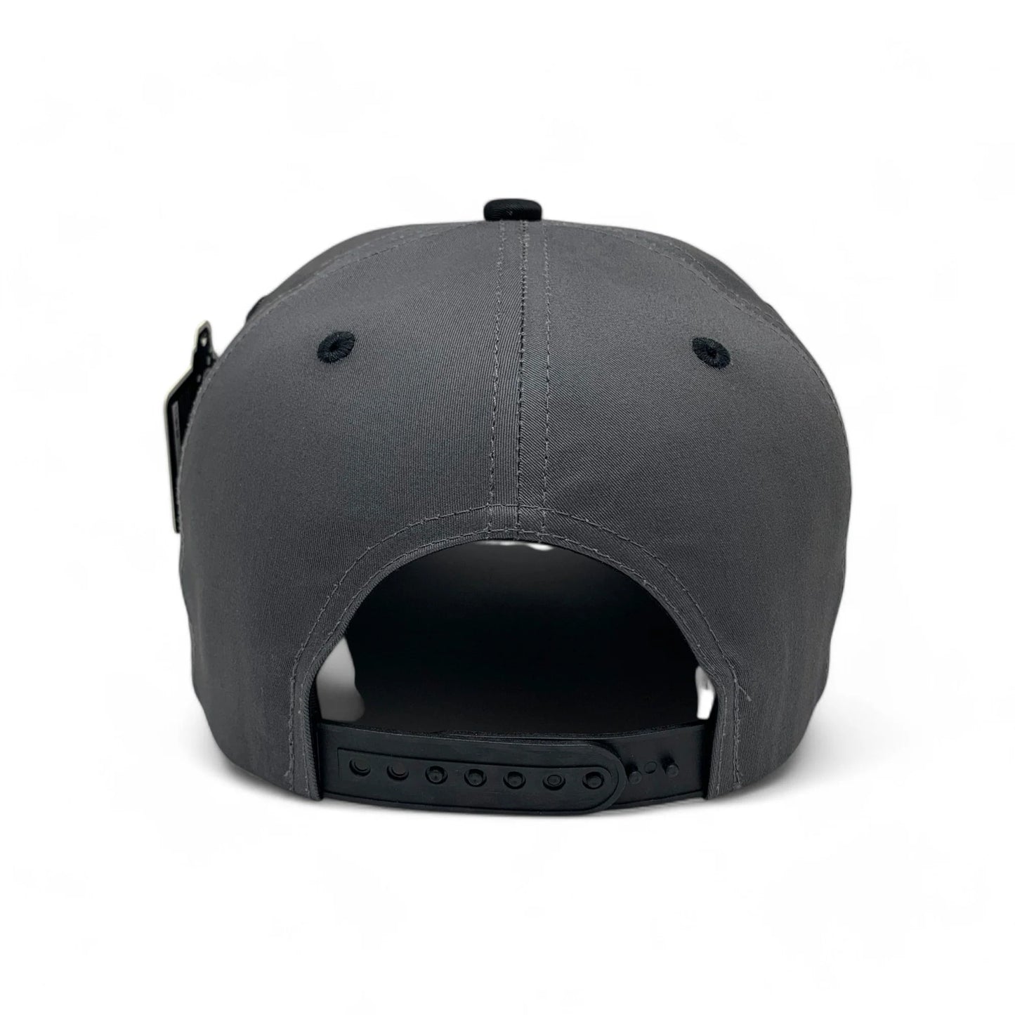 5-Panel Snapback (Curved Bill) — Dark Grey / Black Bill — Dozen Pack