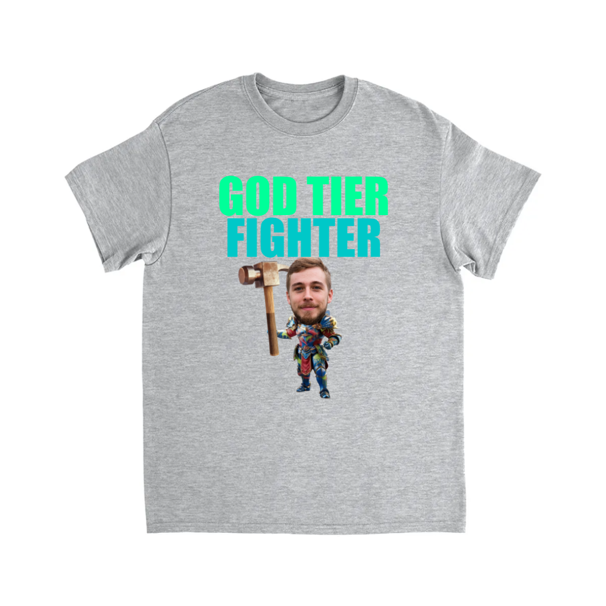CUSTOM FIGHTING CHARACTER T-SHIRT (KNIGHT W/ HAMMER)