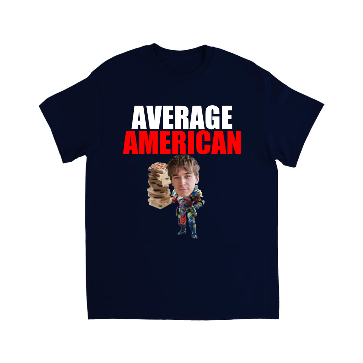 CUSTOM FIGHTING CHARACTER T-SHIRT KNIGHT W/ HAMMER (AVERAGE AMERICAN)