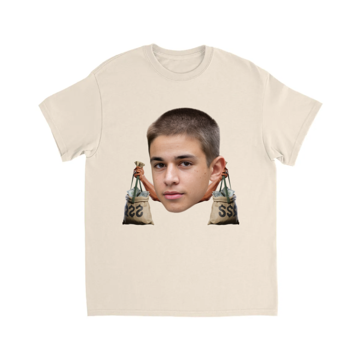 CUSTOM FACE W/ ARMS T-SHIRT (MONEY BAGS 2)