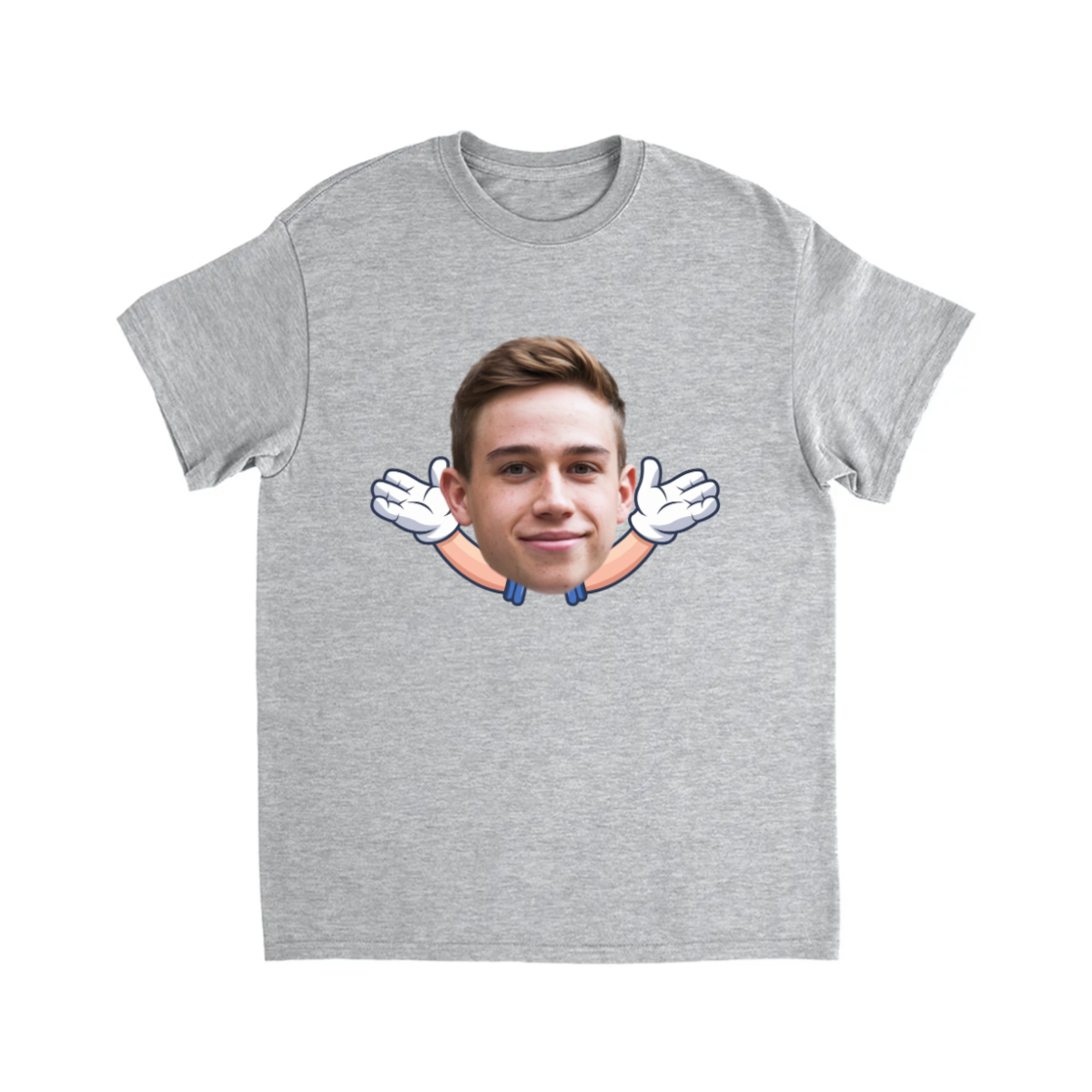 CUSTOM FACE W/ ARMS T-SHIRT (CARTOON HANDS)