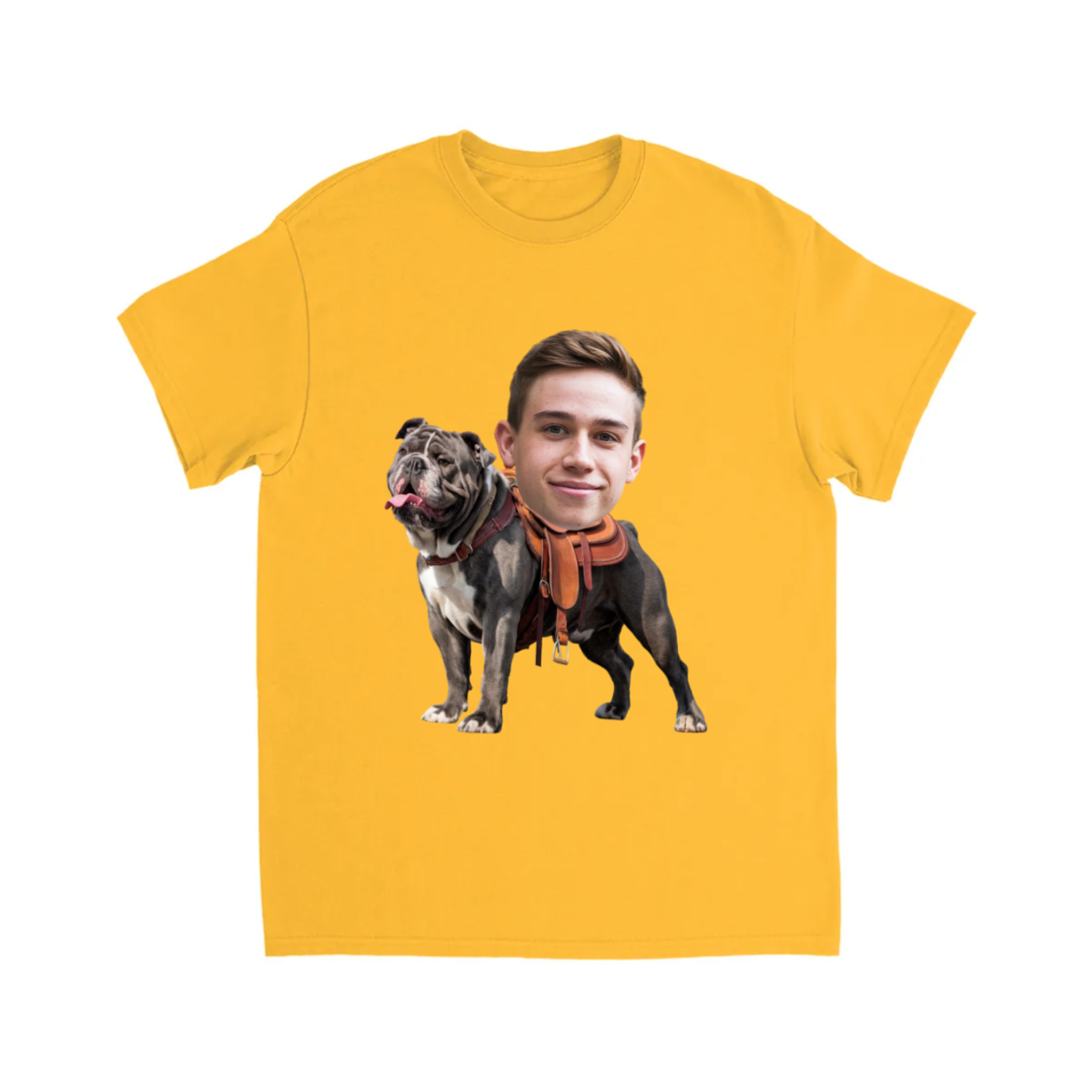 CUSTOM DARK GOLDEN RETRIEVER DOG RIDING MOUNT FACE T-SHIRT