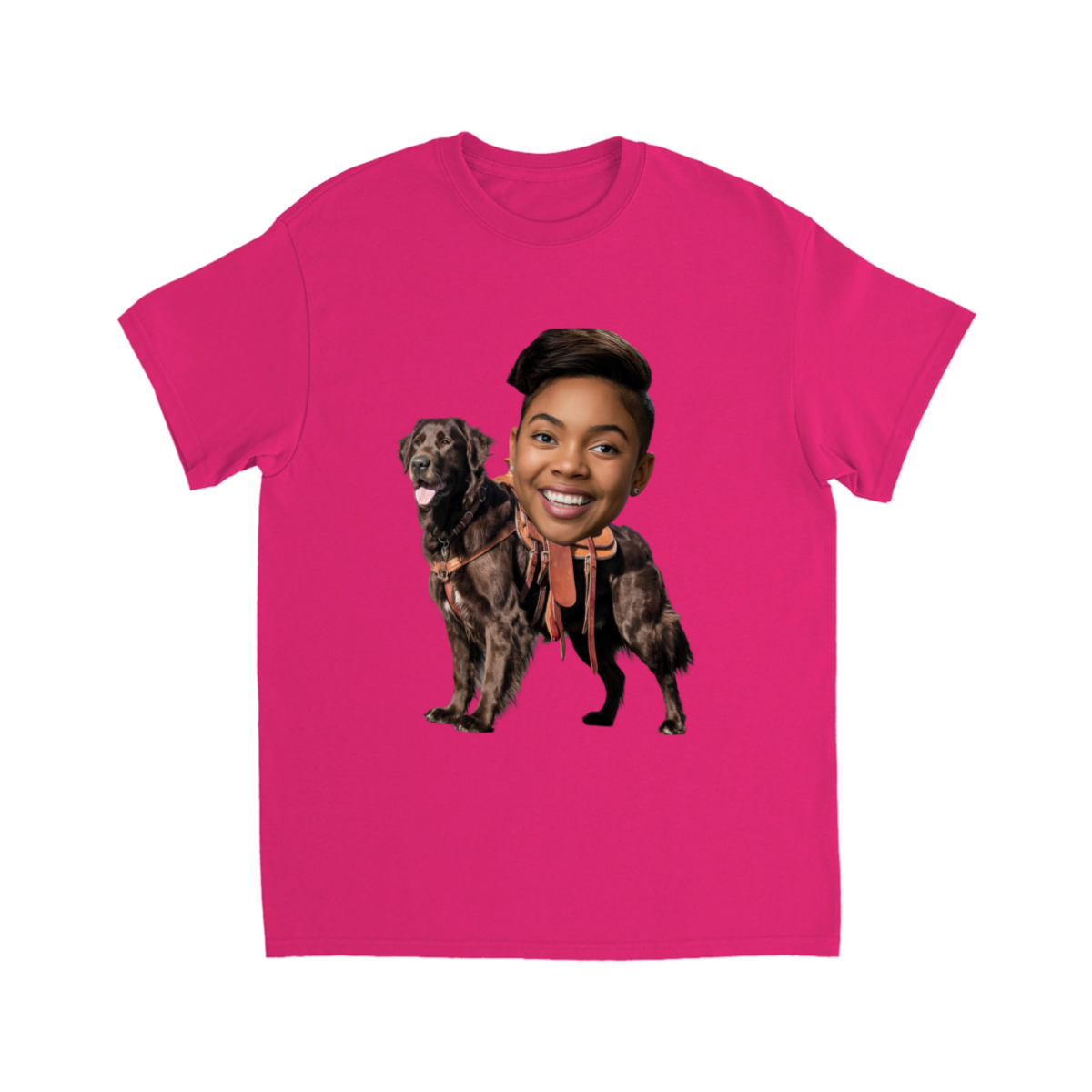 CUSTOM DARK GOLDEN RETRIEVER DOG RIDING MOUNT FACE T-SHIRT