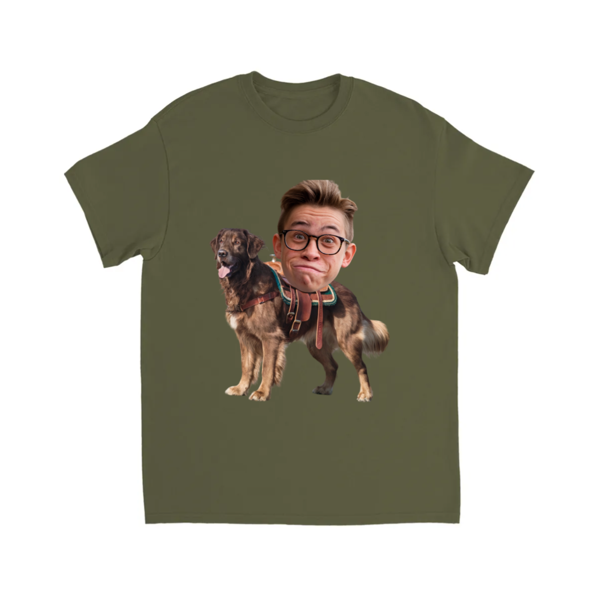 CUSTOM DARK GOLDEN RETRIEVER DOG RIDING MOUNT FACE T-SHIRT