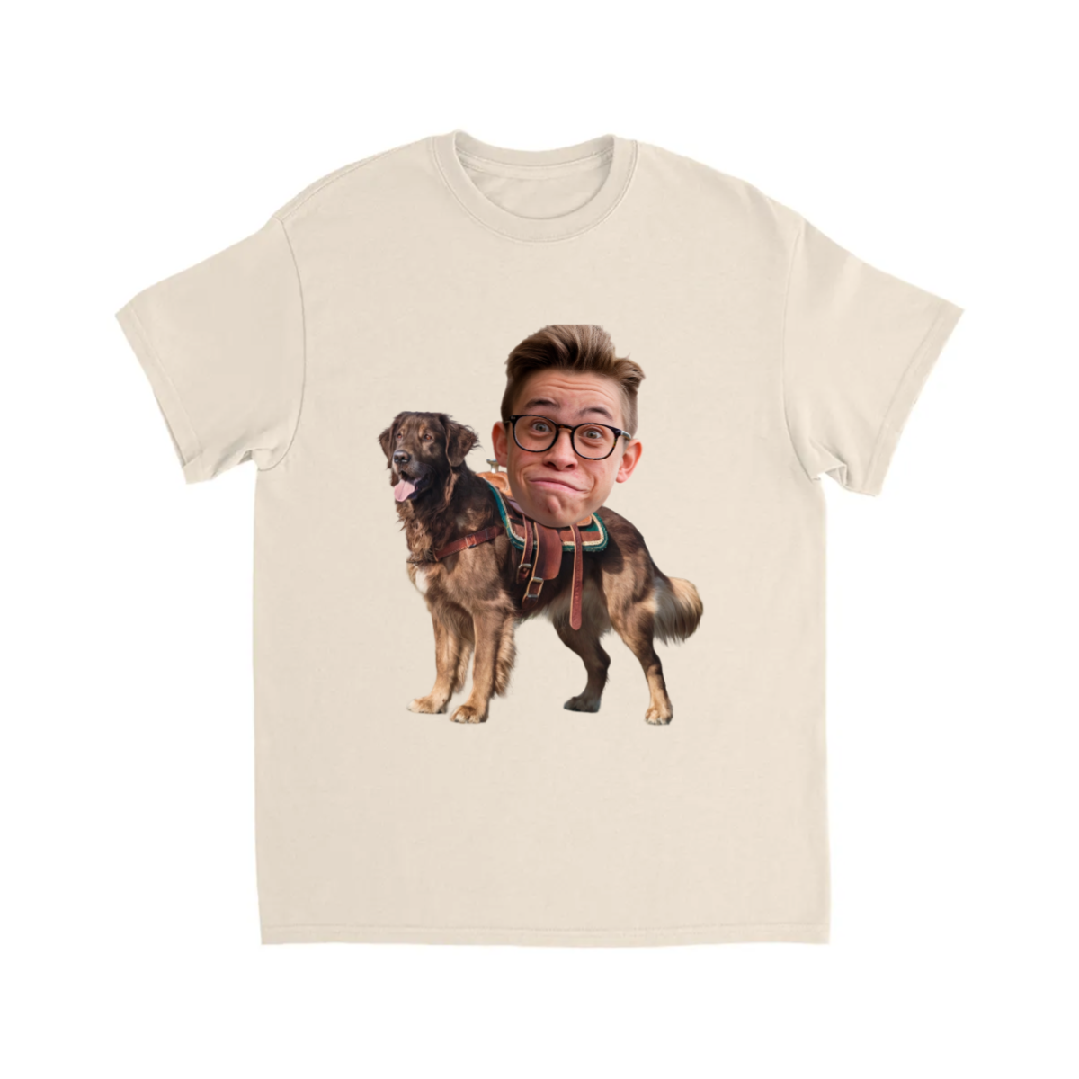 CUSTOM DARK GOLDEN RETRIEVER DOG RIDING MOUNT FACE T-SHIRT