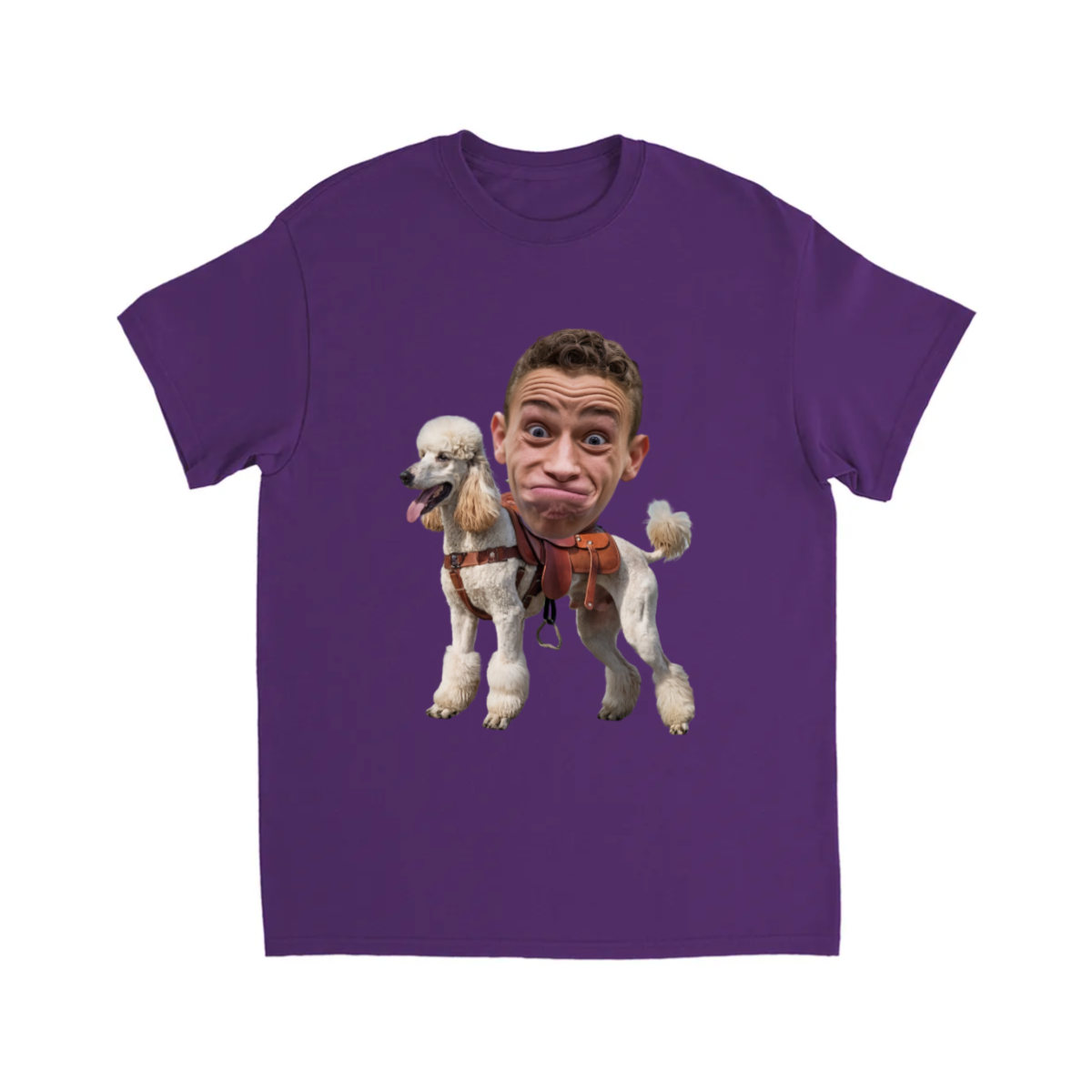 CUSTOM POODLE (WHITE) DOG RIDING MOUNT FACE T-SHIRT