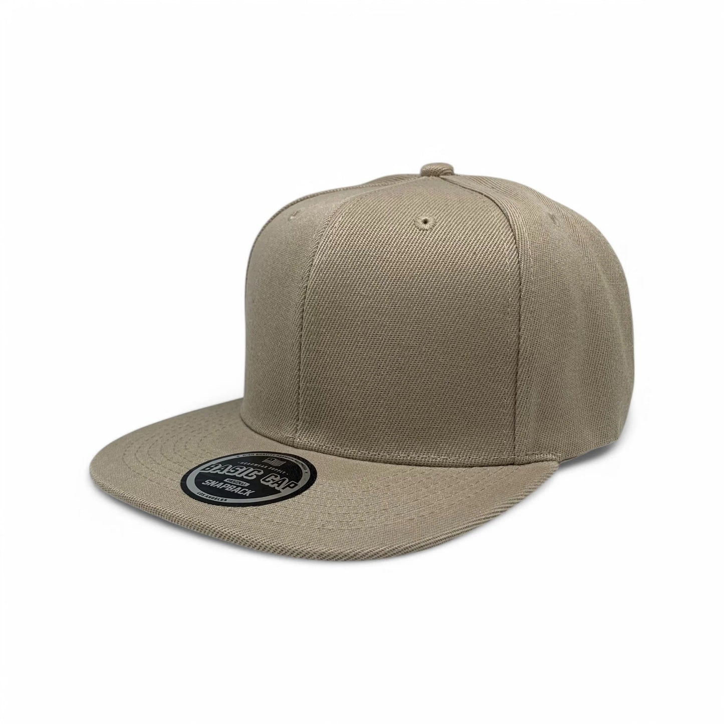 6-Panel Snapback (Flat Bill) — Solid Tan — Dozen Pack