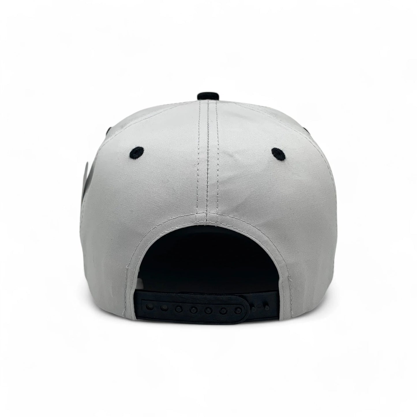 5-Panel Snapback (Curved Bill) — Light Grey / Black Bill — Dozen Pack
