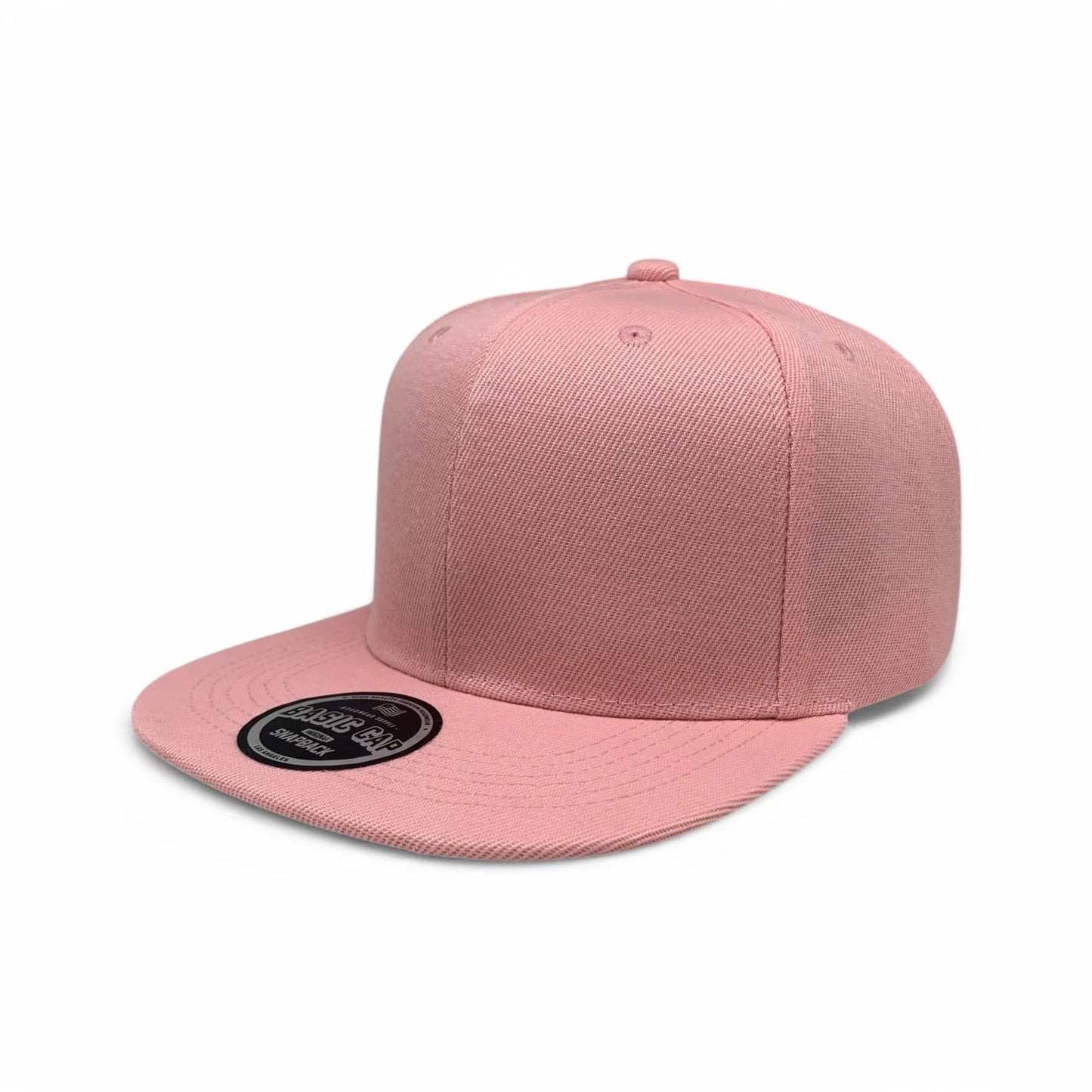 6-Panel Snapback (Flat Bill) — Solid Light Pink — Dozen Pack