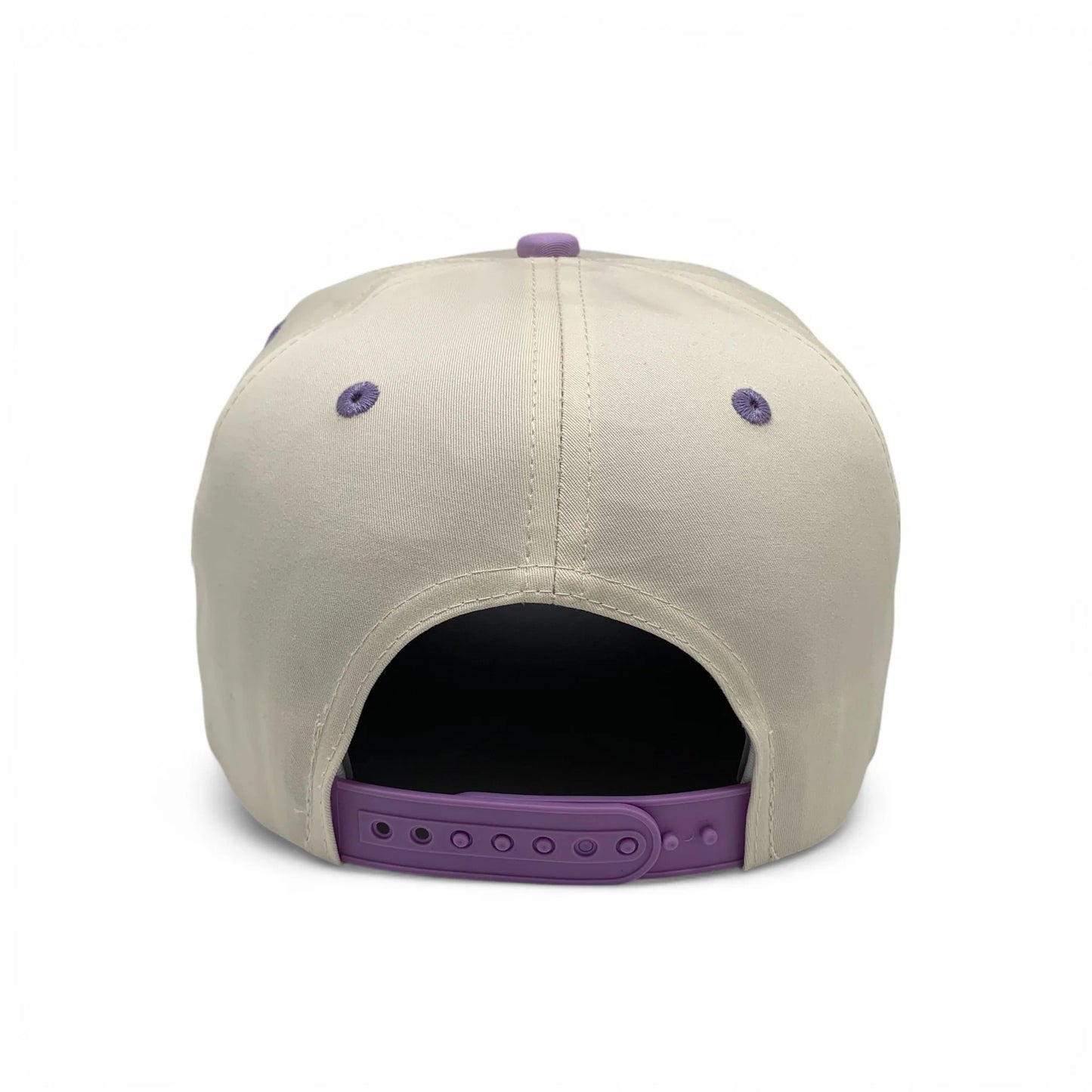 5-Panel Snapback (Curved Bill) — Natural / Light Purple Bill — Dozen Pack