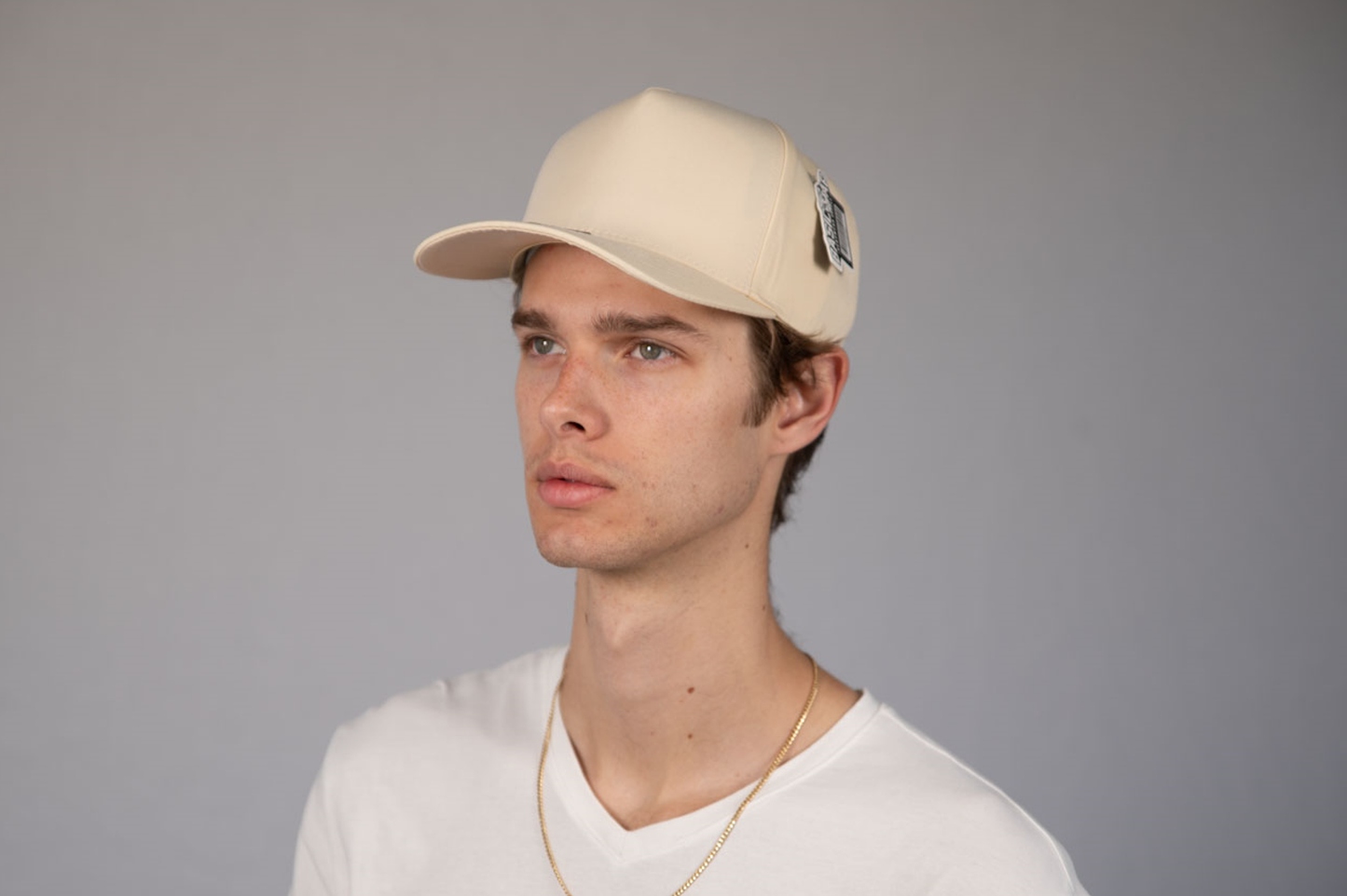 5-Panel Snapback (Curved Bill) — Natural — Dozen Pack