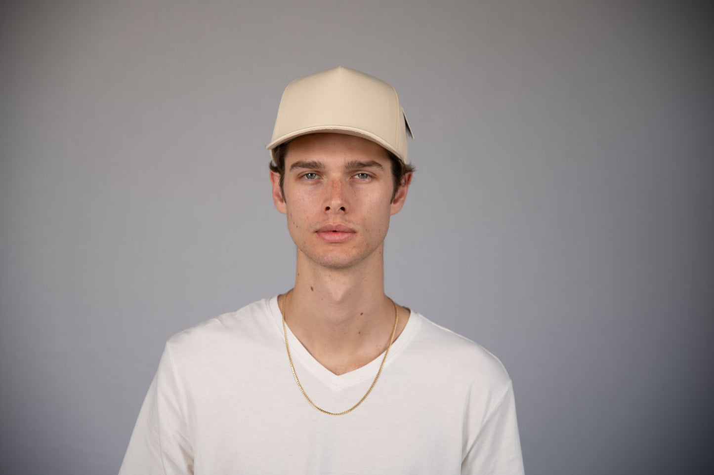 5-Panel Snapback (Curved Bill) — Natural — Dozen Pack
