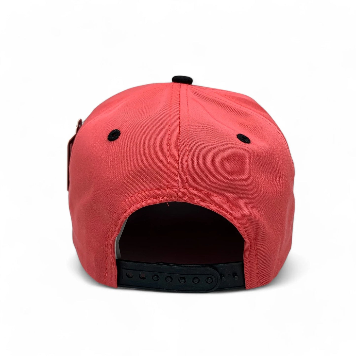 5-Panel Snapback (Curved Bill) — Coral / Black Bill — Dozen Pack