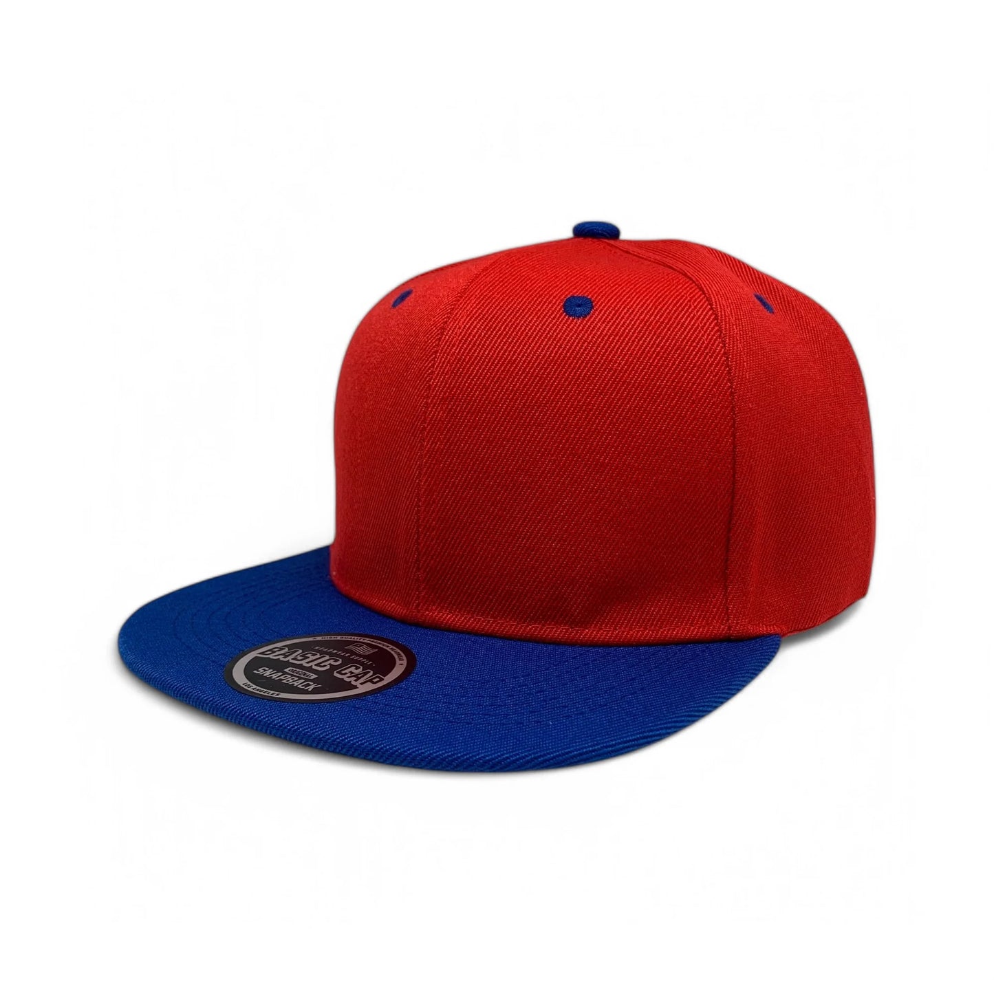 6-Panel Snapback (Flat Bill) — Red / Royal Blue Bill — Dozen Pack