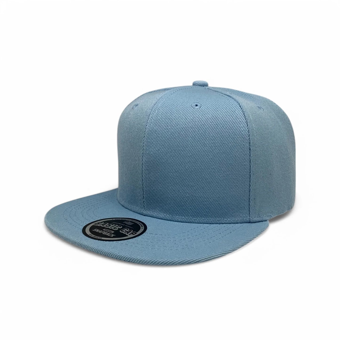 6-Panel Snapback (Flat Bill) — Solid Light Blue — Dozen Pack