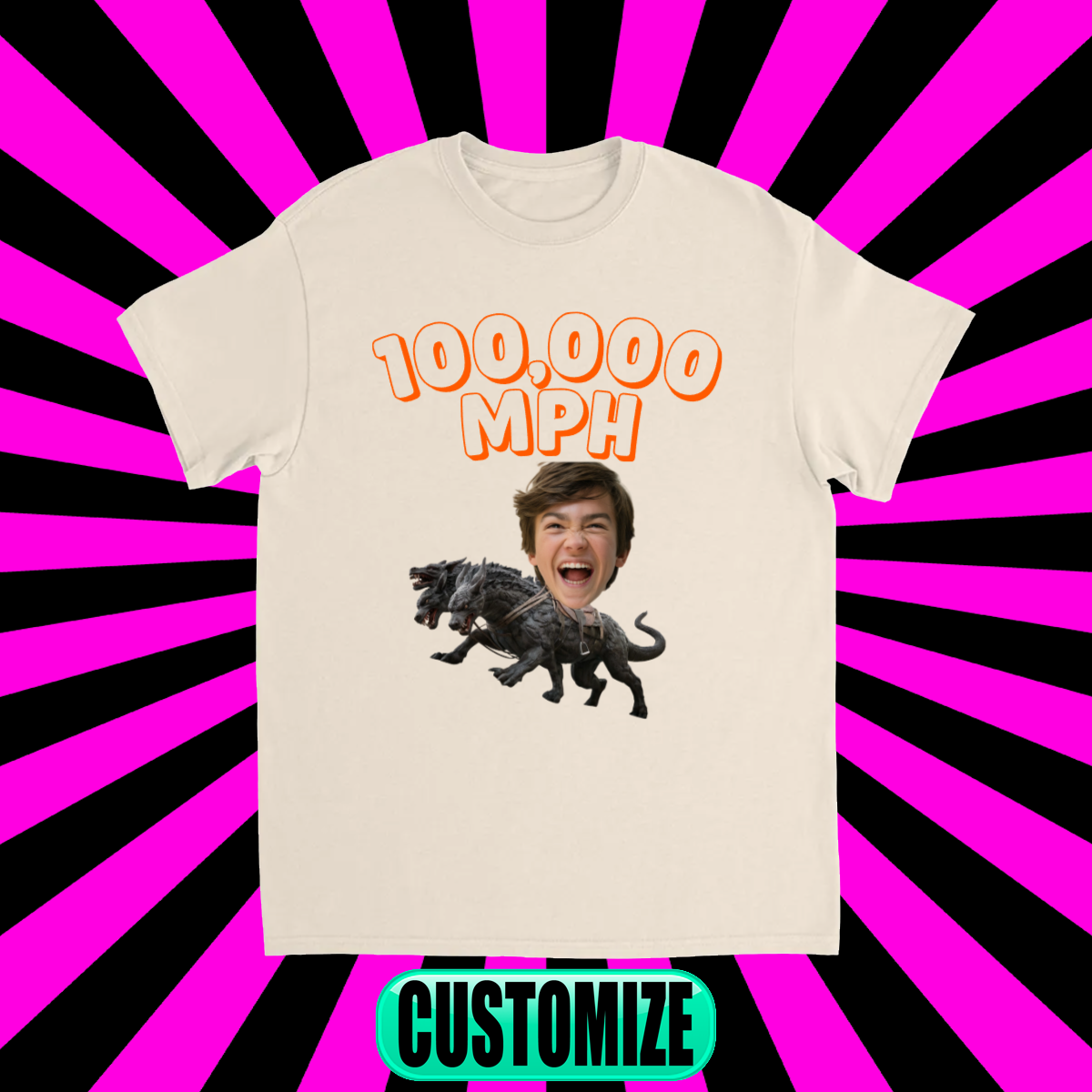 CUSTOM 100,000 MPH T-SHIRT (CREATURE RIDING MOUNT)