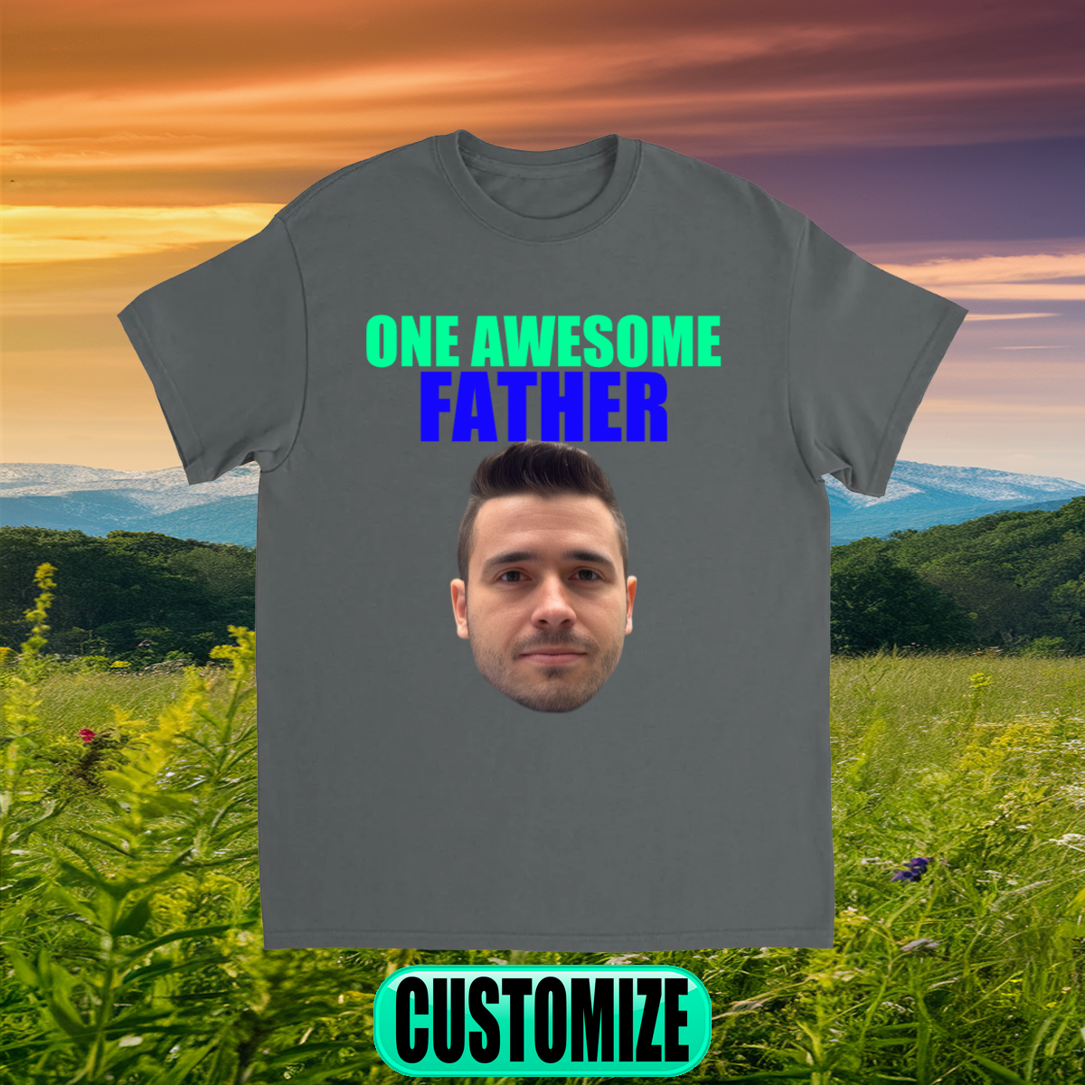 CUSTOM ONE AWESOME FATHER T-SHIRT