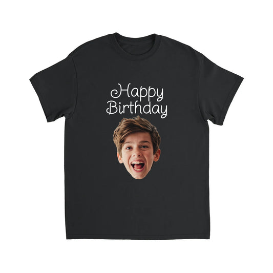 BIRTHDAY TSHIRT CURLY FONT