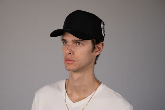 5-Panel Snapback (Curved Bill) — Black — Dozen Pack