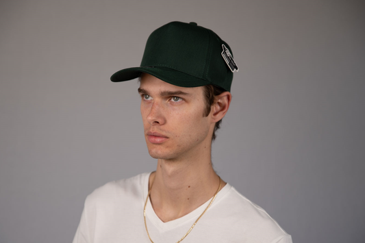 5-Panel Snapback (Curved Bill) —  Dark Green — Dozen Pack