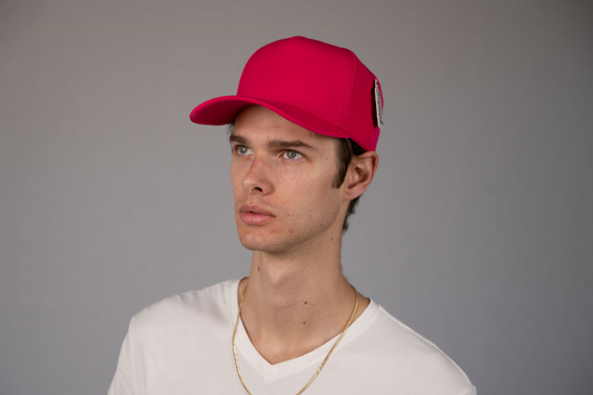 5-Panel Snapback (Curved Bill) — Hot Pink — Dozen Pack