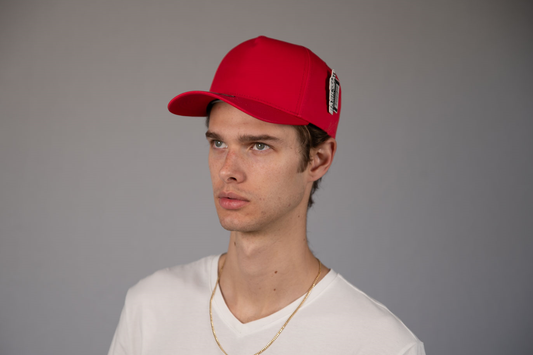 5-Panel Snapback (Curved Bill) —  Red — Dozen Pack