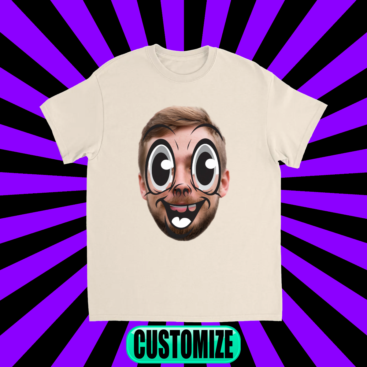 CUSTOM FACE OVERLAY T-SHIRT (FACE 7)