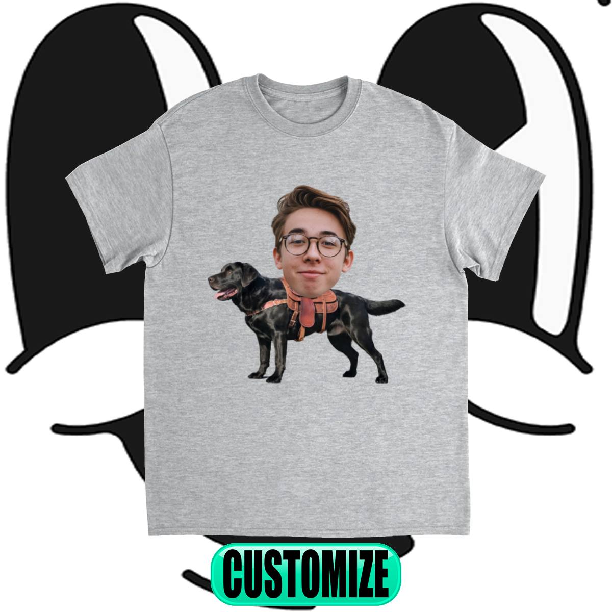 CUSTOM BLACK LABRADOR DOG RIDING MOUNT FACE T-SHIRT