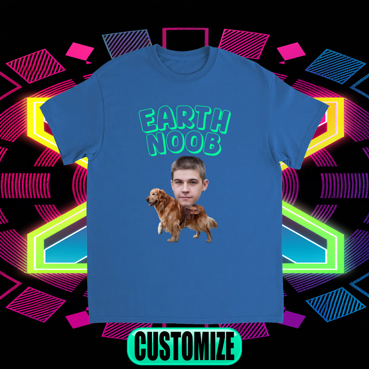 CUSTOM EARTH NOOB T-SHIRT (DOG RIDING MOUNT)