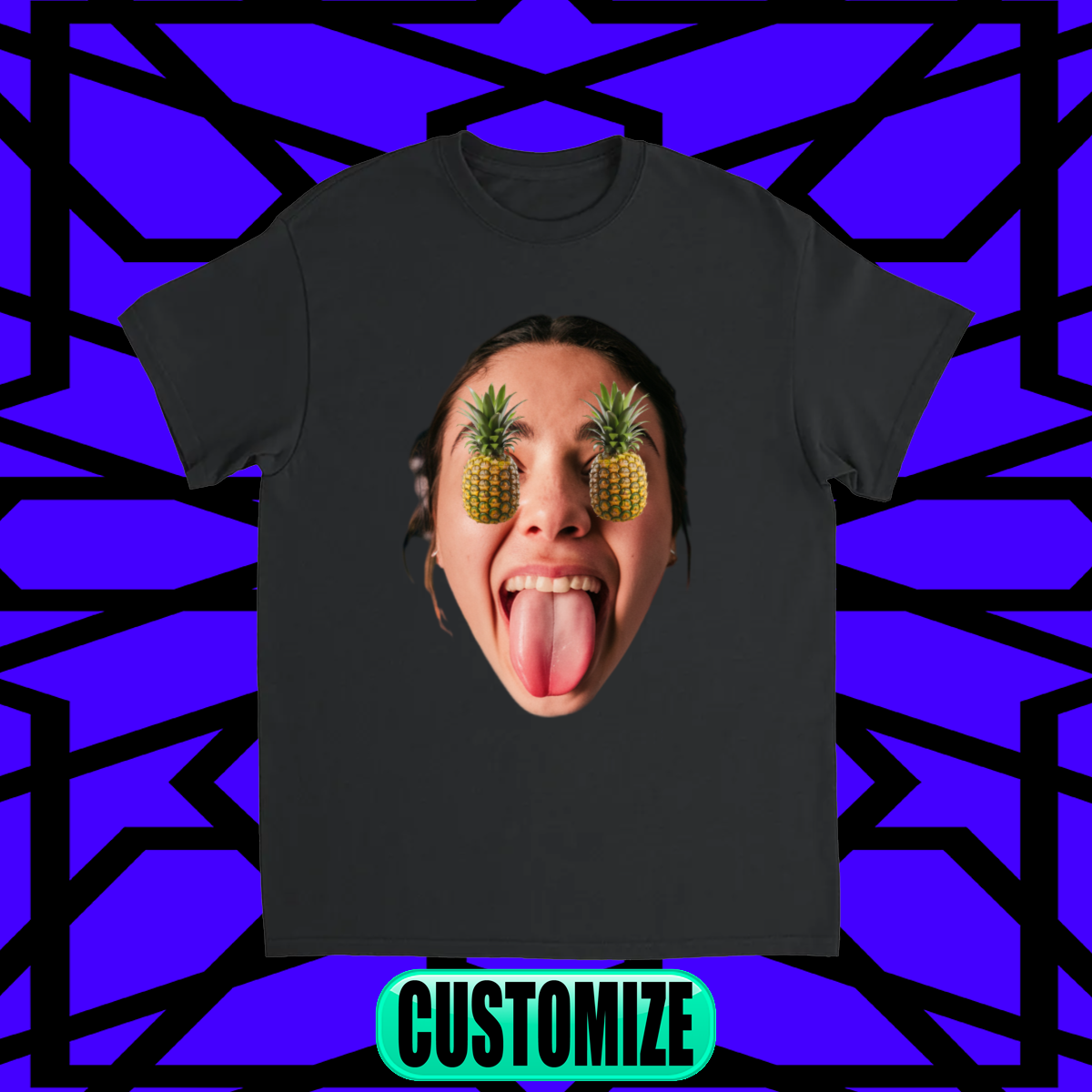 CUSTOM FACE T-SHIRT W/ PINAPPLES