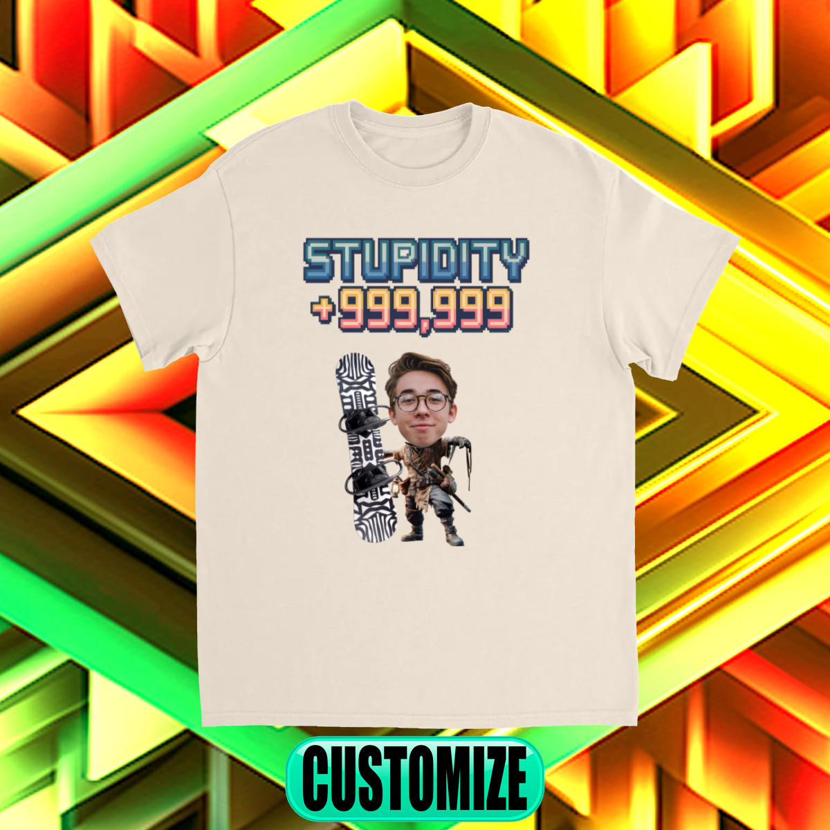 CUSTOM FIGHTING CHARACTER T-SHIRT (ADVENTURE W/SNOWBOARD)