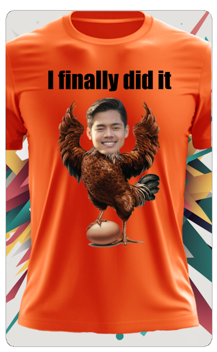 CHICKEN W/ EGG T SHIRT (W/ TEXT)