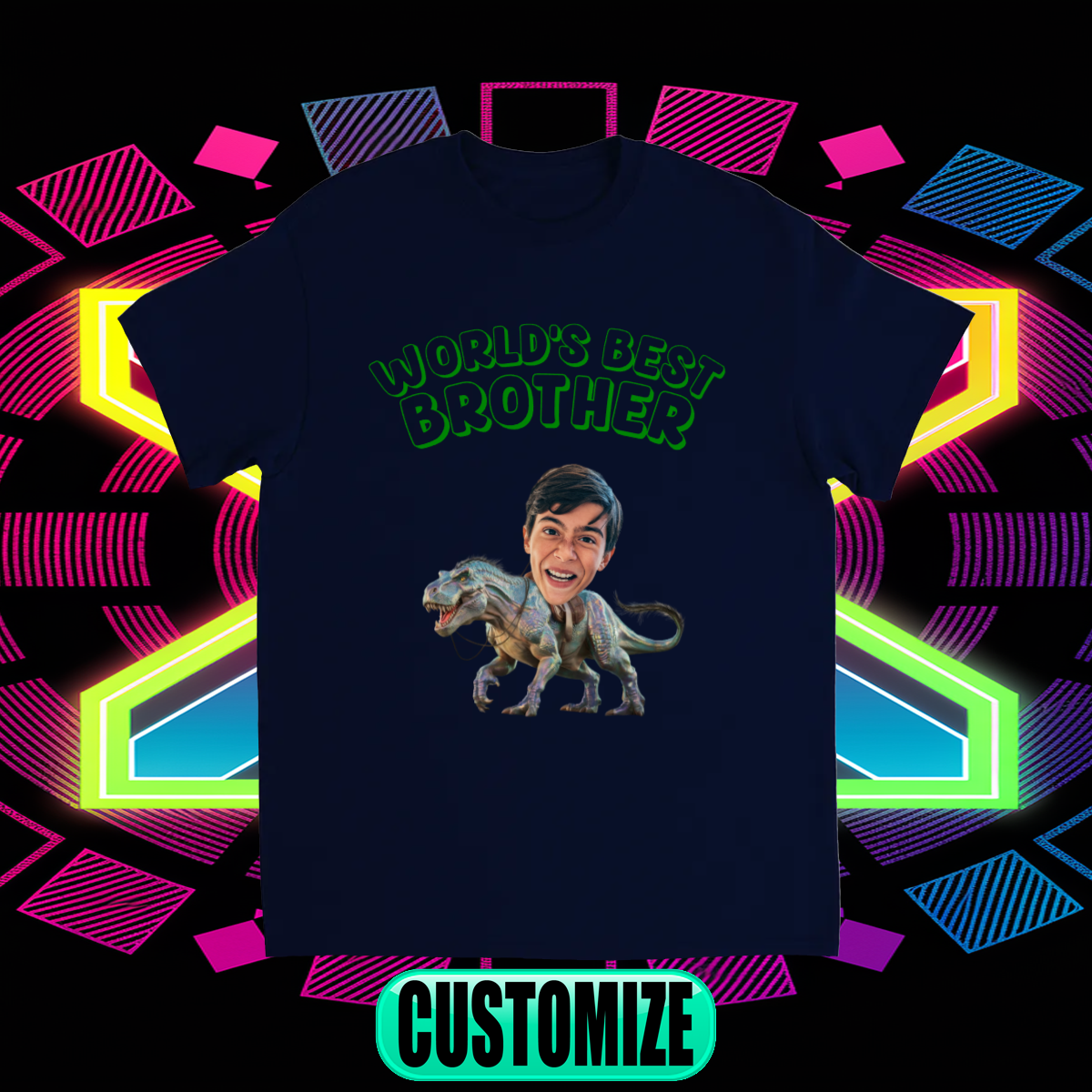 CUSTOM WORLD'S BEST BROTHER T-SHIRT (W/ RIDING MOUNT)