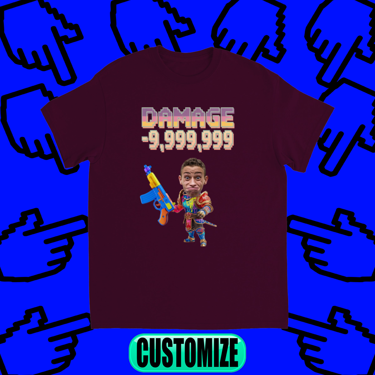 CUSTOM FIGHTING CHARACTER T-SHIRT ( KNIGHT W/ WATERGUN)