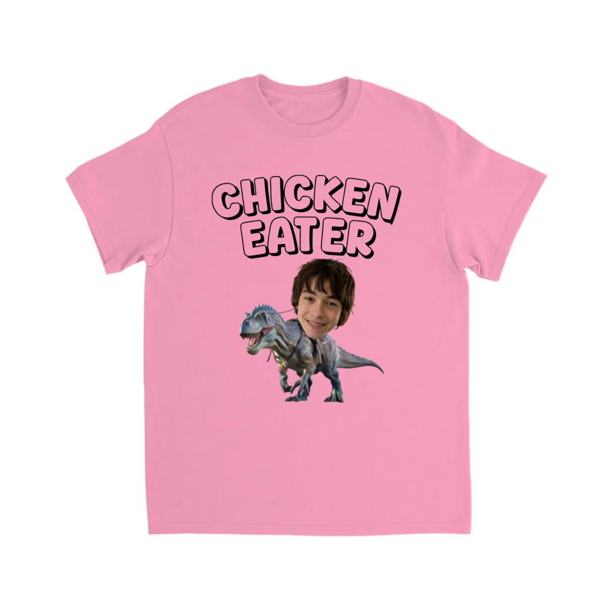 CUSTOM CHICKEN EATER T-SHIRT (W/ RIDING MOUNT)