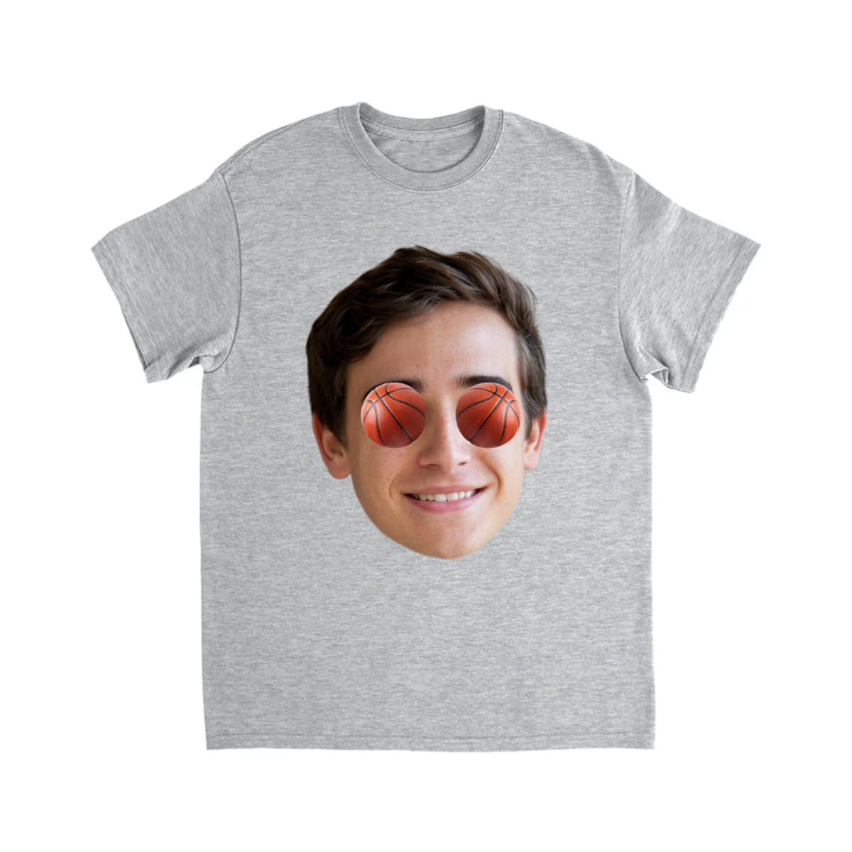 CUSTOM FACE T-SHIRT W/ BASKETBALLS