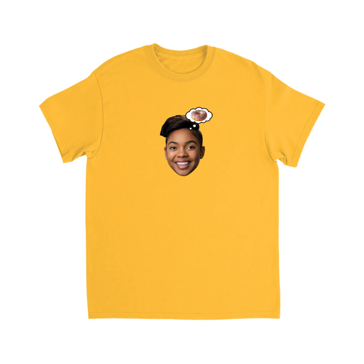 CUSOTM FACE T-SHIRT W/ DONUT THOUGHT BUBBLE